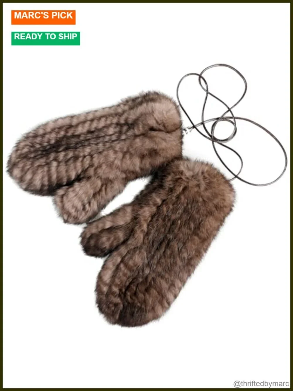 Luxury Women's Genuine Rabbit Fur Knitted Mittens - Soft Winter Cold Weather